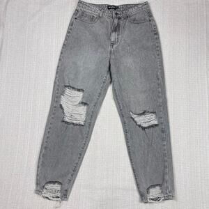Pretty Little Things Petite Gray Distressed Mom Jeans‎ Size 8
